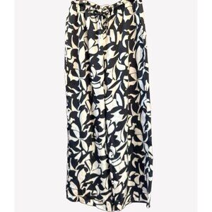 Black Tape Wide Leg Pants Abstract Print Palazzo Trouser Flowy Resort Chic Small